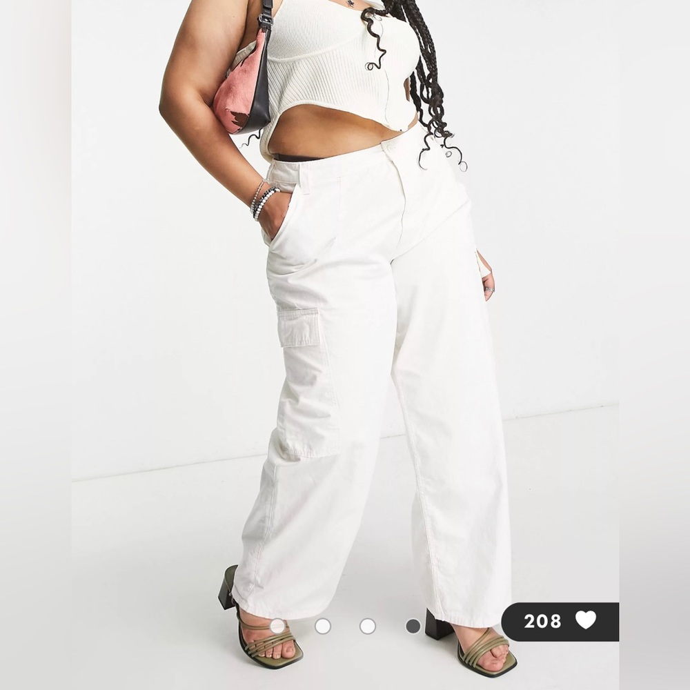 ASOS design curve oversized wide leg cargo pants in white